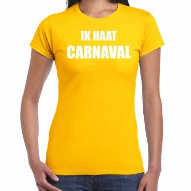 Ik haat carnaval verkleed t shirt / carnavalskleding geel dames2020