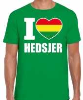 Carnaval i love hedsjer t shirt groen heren