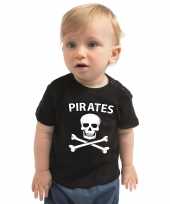 Piraten carnavalskleding shirt zwart babys